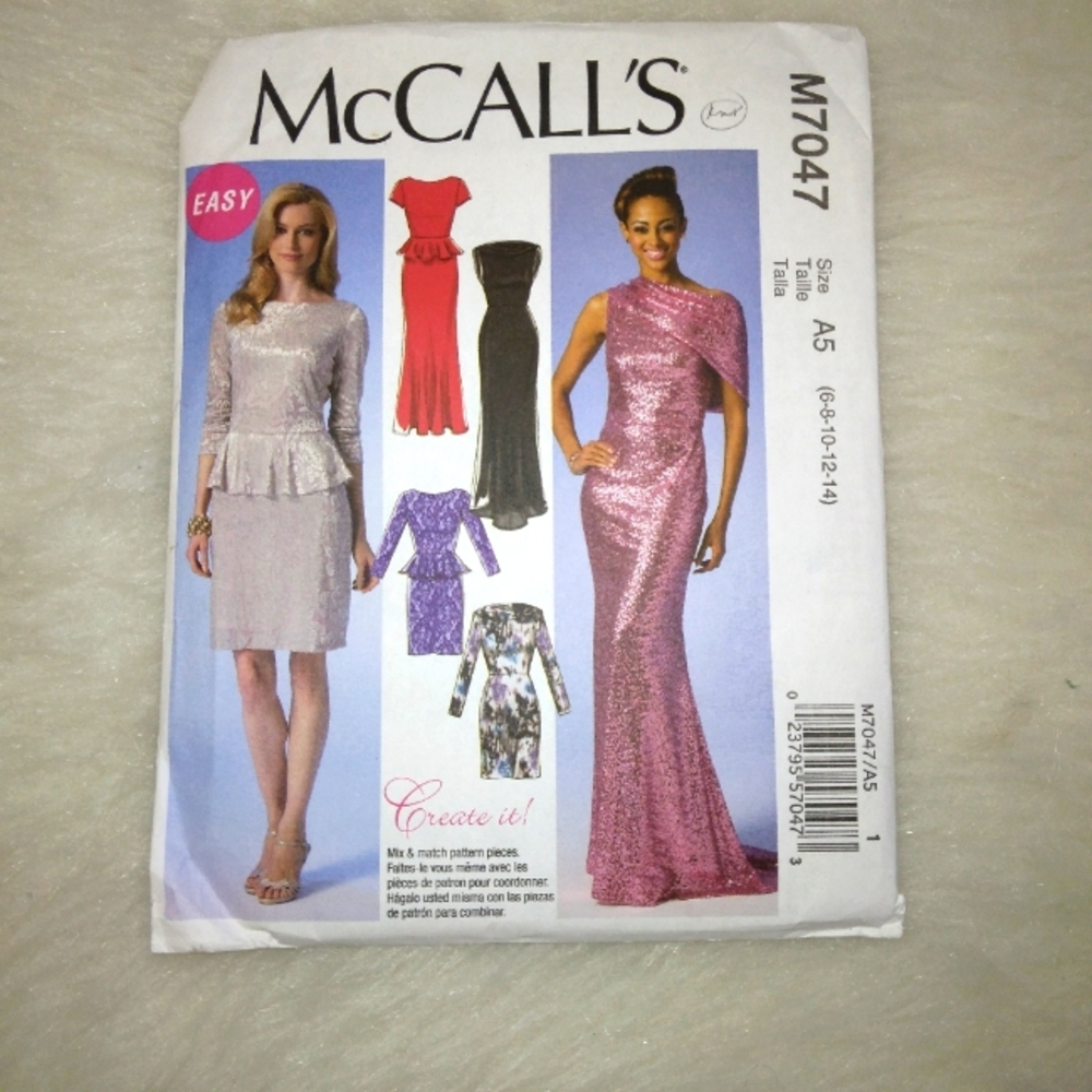 McCall's M7047 SZ 6-14 Create-it! Misses Lined pull-over dresses in variations